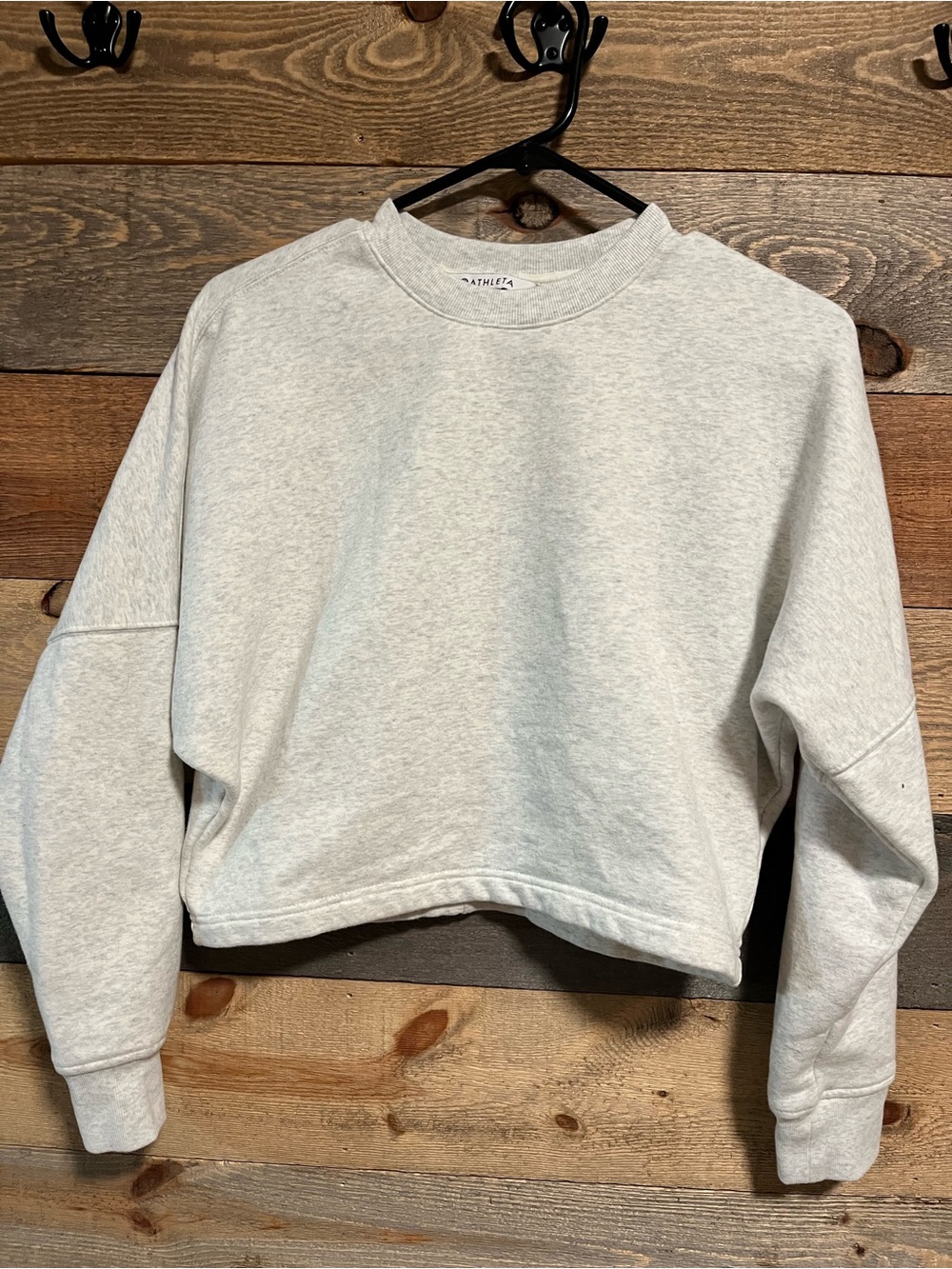 Athleta Light Gray Cropped Crewneck Sweatshirt XXS
